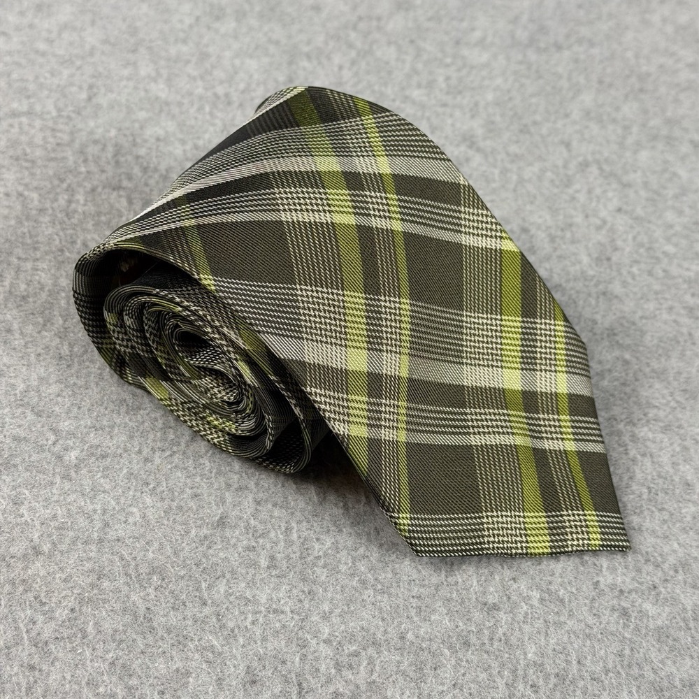 Onassis‎ 100% Silk Green Gray Plaid Neck Tie Classic 57x3.25" NWT SS12